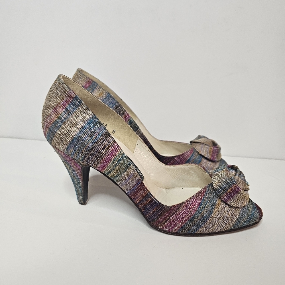 Vintage 1980s Colorful Stuart Weitzman For Martinique Pumps Size 8 Made In Spain